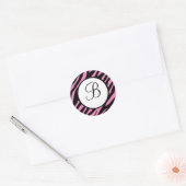 Heet Roze Zebra Print Monogrammed Stickers (Envelop)