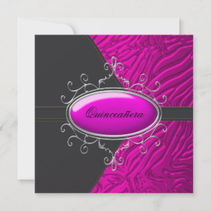 Heet roze zebra Quinceanera Kaart