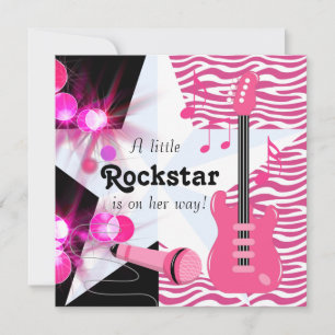 Heet Roze Zebra Rockstar Baby Meisje Shower Kaart