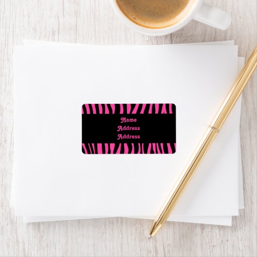 Heet roze zebra strepen etiket (Insitu)