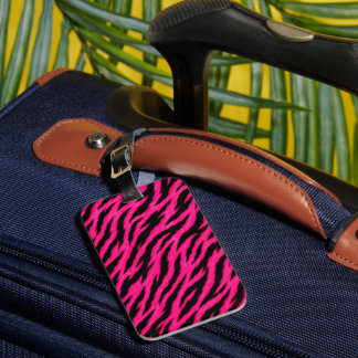 Heet roze zebraprint bagagielabel bagagelabel