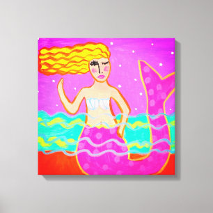 Heet roze zeemeermin Abstracte kunst Canvas Afdruk