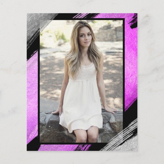 Heet Roze Zilveren Folie Verrassing Zoet 16 Invite (Achterkant)