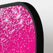 Heet Roze Zilveren Glitter Naam Script Pickleball Paddle (Links Detail)