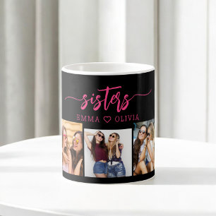 Heet roze zusters 3 foto collage Keepsake Gift Koffiemok