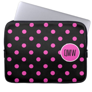 Heet Roze & Zwart Custom Monogram Tablet Sleeve