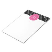 Heet roze, zwart en witte Chevron | Uw monogram Notitieblok (Schuin)