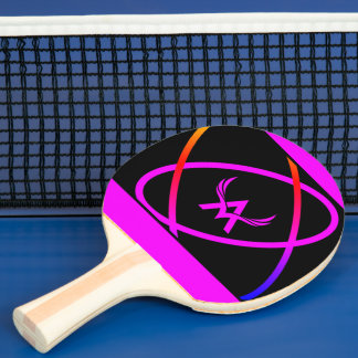 Heet roze zwart geometrisch monogram ontwerp tafeltennisbatje