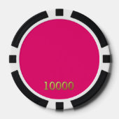 Heet Roze zwart goud 10000 gestreepte pokerchip (Voorkant)