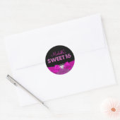 Heet Roze & Zwart Hart Bow Sweet Sixteen Sticker (Envelop)