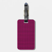 Heet Roze/Zwart Houndstooth Bagagelabel (Achterkant verticaal)