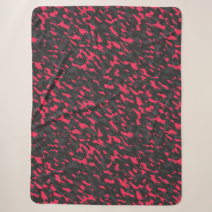 Heet roze Zwart Paars Camo Abstract Sherpa Deken