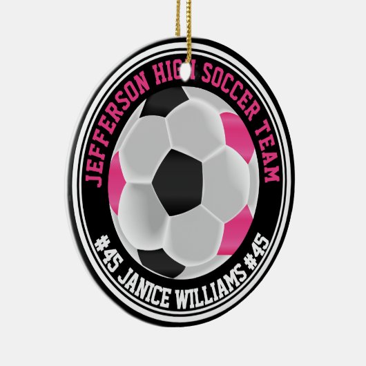 Heet Roze, Zwart & Wit Voetbal ⚽ Keramisch Ornament (Rechts)