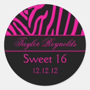 Heet Roze Zwart Zebra Sweet 16 Sticker