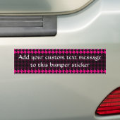 Heet Roze/Zwarte Houndstooth Bumpersticker (Op auto)
