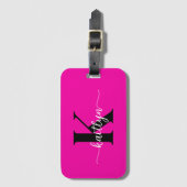 Heet Roze Zwarte Monogram Bagagelabel (Voorkant (verticaal))