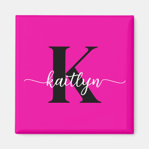 Heet Roze Zwarte Monogram Magneet