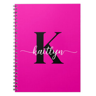 Heet Roze Zwarte Monogram Notitieboek