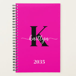 Heet Roze Zwarte Monogram Planner