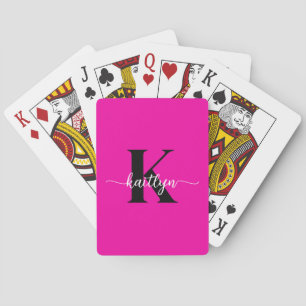 Heet Roze Zwarte Monogram Pokerkaarten