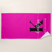 Heet Roze Zwarte Monogram Strandlaken (Voorkant)