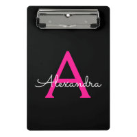 Heet Roze Zwarte Script Meisjesachtige Monogram Na