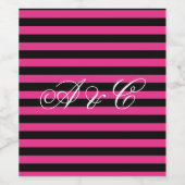 Heet Roze & Zwarte Strepen Custom Wijn Label Etiket (Enkel label)
