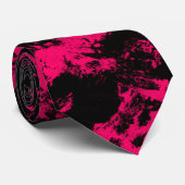 Heet Roze Zwarte Stropdas (Opgerold)