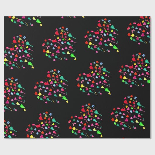 Heet schattige kleurrijke whimsical hartkunst cadeaupapier (Vlak)