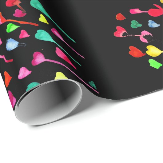 Heet schattige kleurrijke whimsical hartkunst cadeaupapier (Rol Hoek)