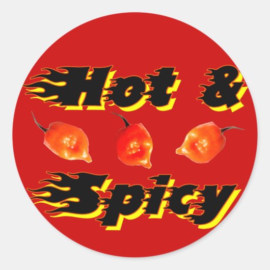 Heet & Spicy /5 Ronde Sticker (Voorkant)