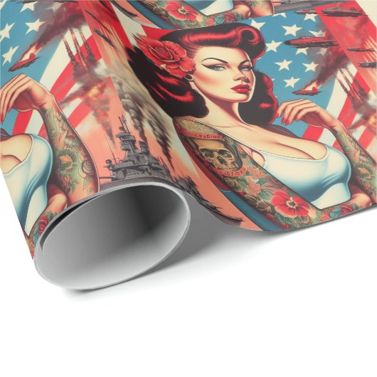 Heet Tattoo Pin-up Cadeaupapier (Rol Hoek)