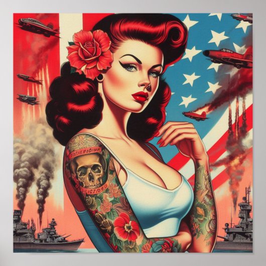 Heet  Tattoo Pin-up Poster (Voorkant)