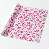 Heet Wit en Roze Kerstmis Holly Cadeaupapier (Uitgerold)