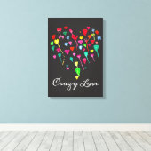 Heet witte kleurrijke regenbooghartkunst canvas afdruk (Insitu (Houten vloer))