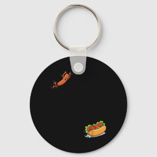 Heet worstspringende worst in broodje grappig BBQ Sleutelhanger