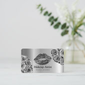Heet Zilver Glitter Lips Make-up Artiest Beauty Sa Visitekaartje (Staand voorkant)