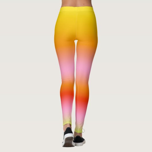 Heet Zomer Tie Kleurstof Geel Sinaasappel Roze Ged Leggings (Achterkant)