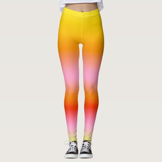 Heet Zomer Tie Kleurstof Geel Sinaasappel Roze Ged Leggings (Voorkant)