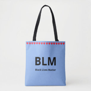 Heet & Zwarte Lives Matter BLM Tekst op Licht Blau Draagtas