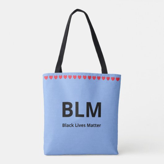 Heet & Zwarte Lives Matter BLM Tekst op Licht Blau Draagtas (Achterkant)
