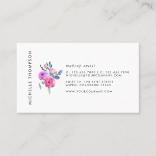 Heetroze waterverf bloemen visitekaartje