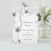 Heetsal Dinner Wedding Silver White Rose Blossom Kaart (Staand voorkant)