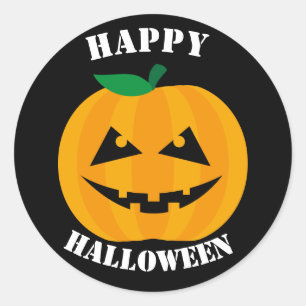Hefboom-o-lantaarn Gelukkig Halloween op Zwarte Ronde Sticker