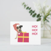 Hefboom Russell Terrier Santa Hat Feestdagenkaart (Staand voorkant)