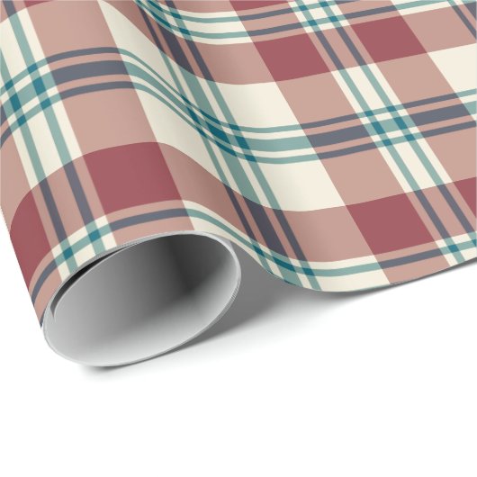 Heffalump Navy Rood Beige Plaid Wrapping Papier (Rol Hoek)