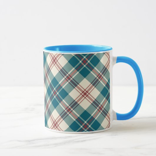 Heffalump Navy Rouge Beige Plaid Ringer Coffee Mug (Droite)
