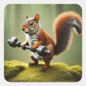 Hefgewichten van eekhoorns vierkante sticker (Voorkant)