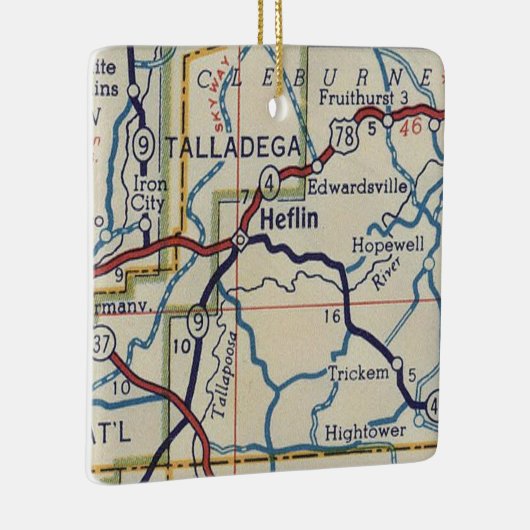 Heflin AL  Map Keramisch Ornament (Rechts)