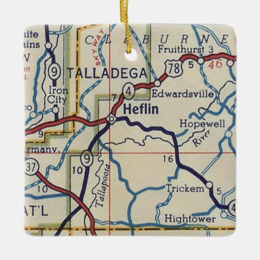 Heflin AL  Map Keramisch Ornament (Voorkant)